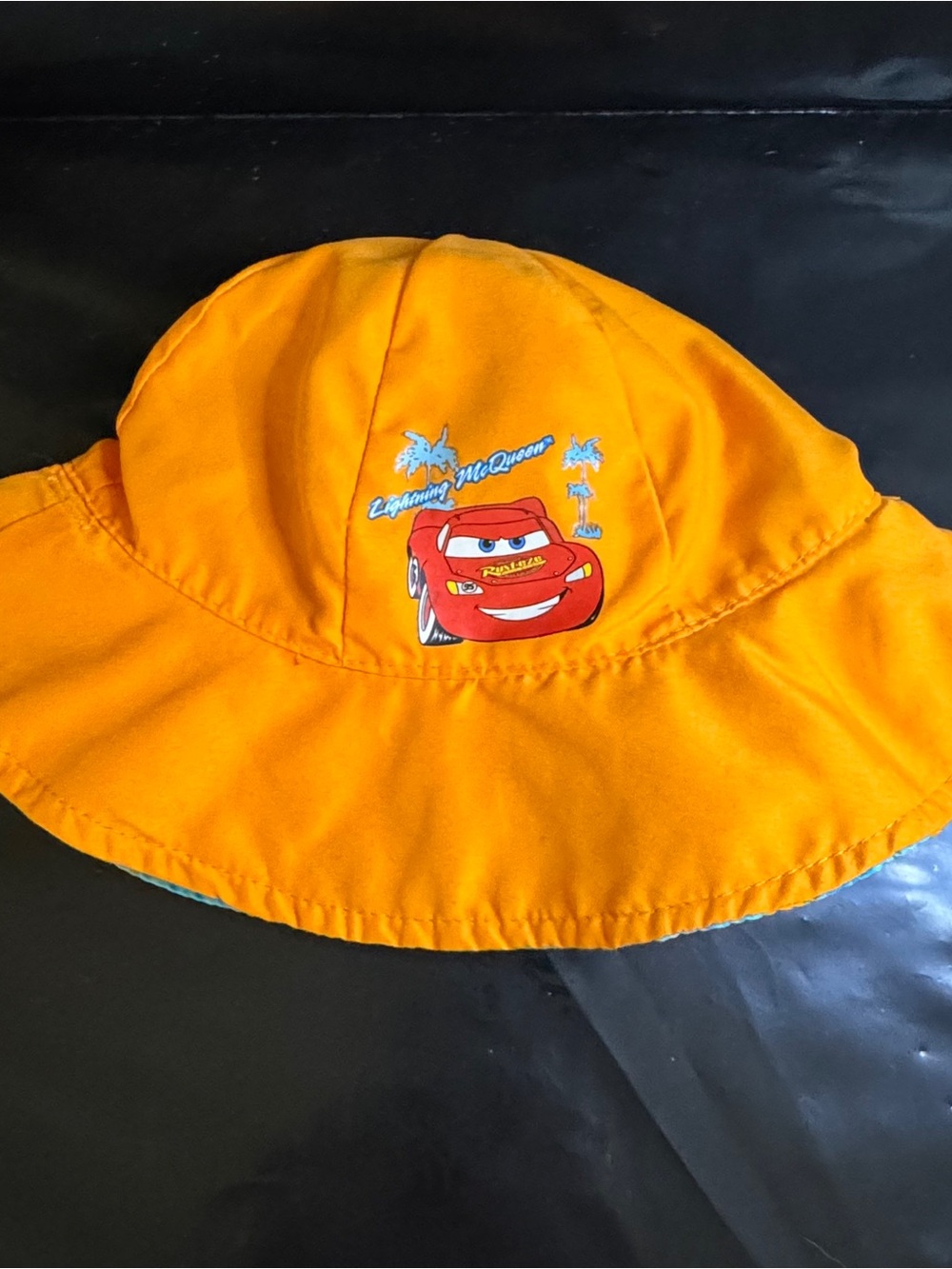 Disney Baby Boy Reversible Lighting McQueen Graphic Orange & Teal Bucket Hat